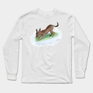 自己玩滑雪的狗dog skiing Long Sleeve T-Shirt